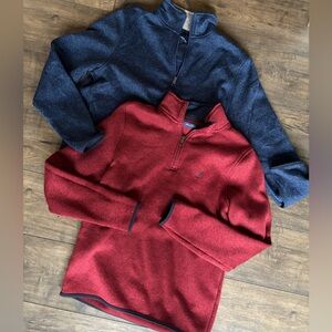 Nautica Men's Quarter Zip-Up Sweaters in Red and Navy